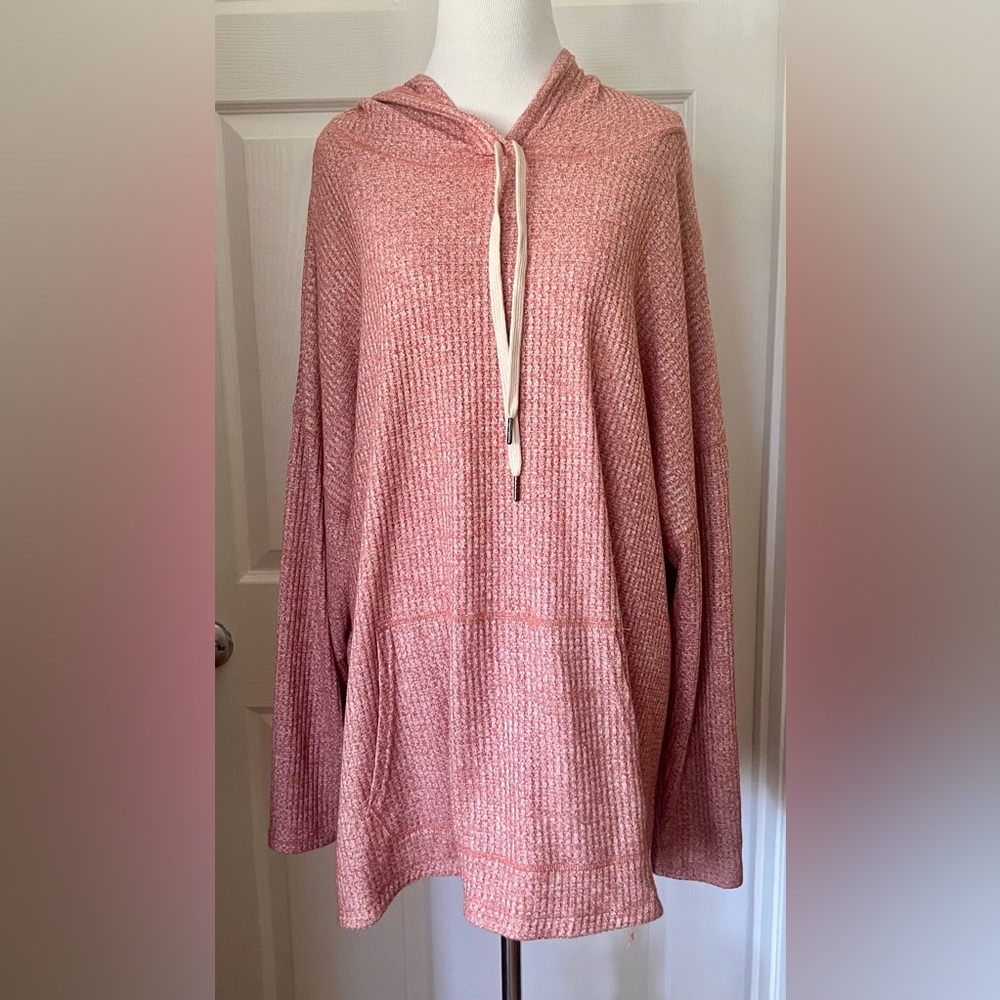 Cozy Soft Lightweight Coral Pink Hooded Sweater Top